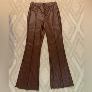 SHEIN BAE High Waist PU Leather Flare Leg Pants, Size L